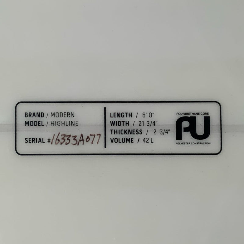 Load image into Gallery viewer, Modern Highline 6'0 × 21 ¾ × 2 ¾ Surfboard • USED 4