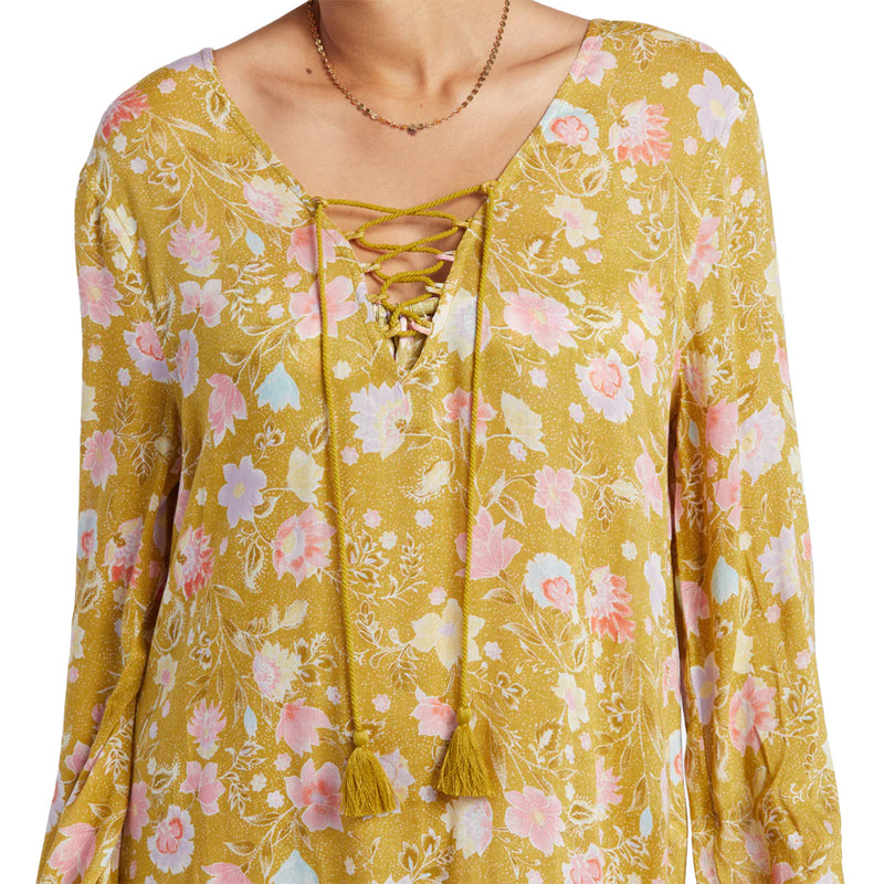 Load image into Gallery viewer, Billabong Women's Blue Skies Beach Cover-Up Mini Dress - Green Envy 5