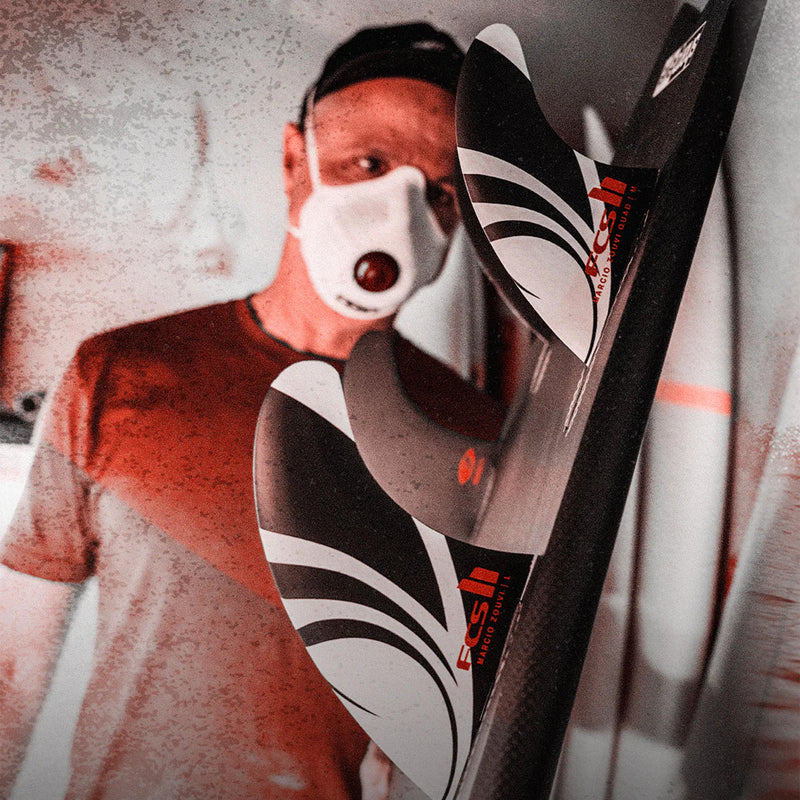 Load image into Gallery viewer, FCS II Sharp Eye PC Carbon + AirCore Tri-Quad Fin Set