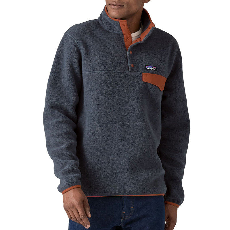 Load image into Gallery viewer, Patagonia Lightweight Synchilla Snap-T Fleece Pullover Jacket - Smolder Blue/Burnished Red