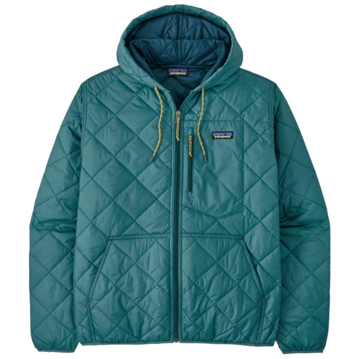 Patagonia Diamond Quilted Bomber Hooded Zip Jacket Wetland Blue