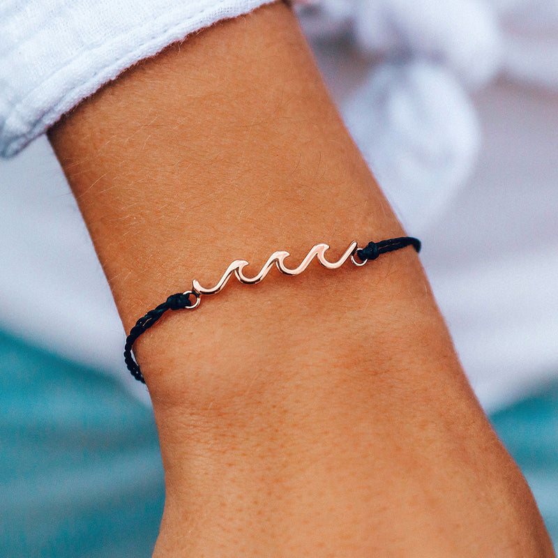 Load image into Gallery viewer, Pura Vida Women's Rose Gold Delicate Wave Bracelet 3