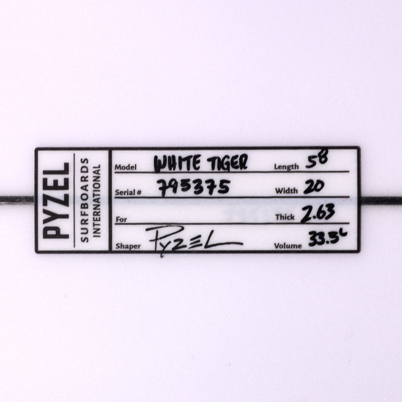 Load image into Gallery viewer, Pyzel White Tiger 5'8 x 20 x 2 ⅝ Surfboard
