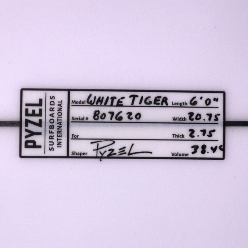 Load image into Gallery viewer, Pyzel White Tiger 6'0 x 20 ¾ x 2 ¾ Surfboard 4