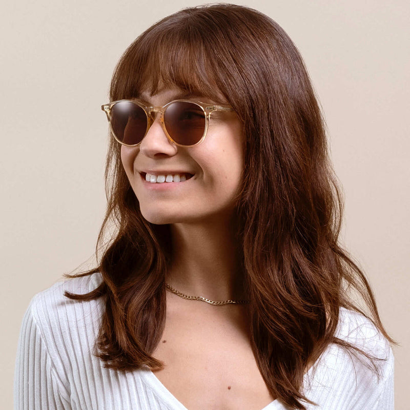 Load image into Gallery viewer, RAEN Basq Sunglasses - Champagne Crystal/Suntan 7