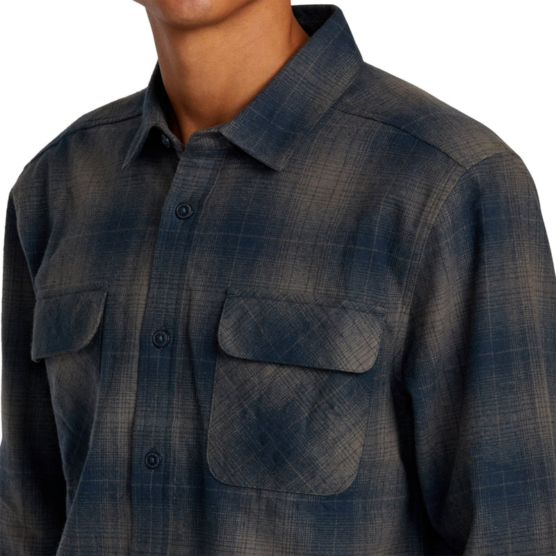 Load image into Gallery viewer, RVCA Dayshift Long Sleeve Button-Up Flannel Shirt - Smoke 4