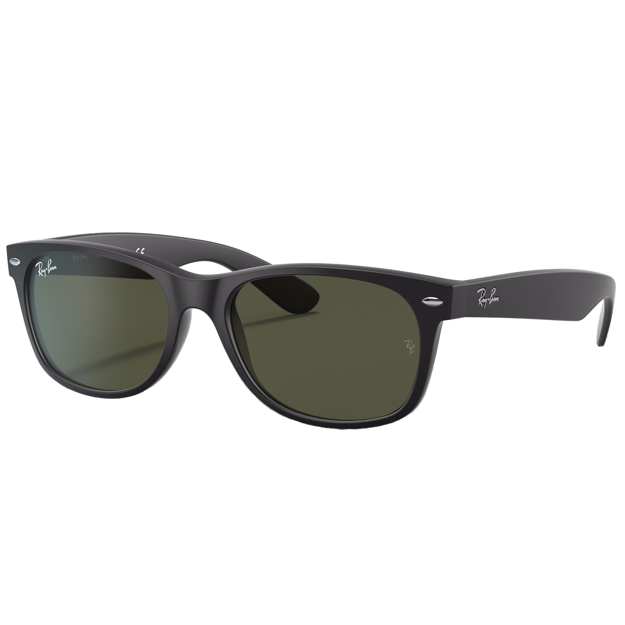 Ray-Ban New Wayfarer Classic Sunglasses Matte Rubber Black/Green