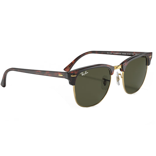 Ray-Ban Clubmaster Classic Sunglasses - Polished Tortoise on Gold/Green