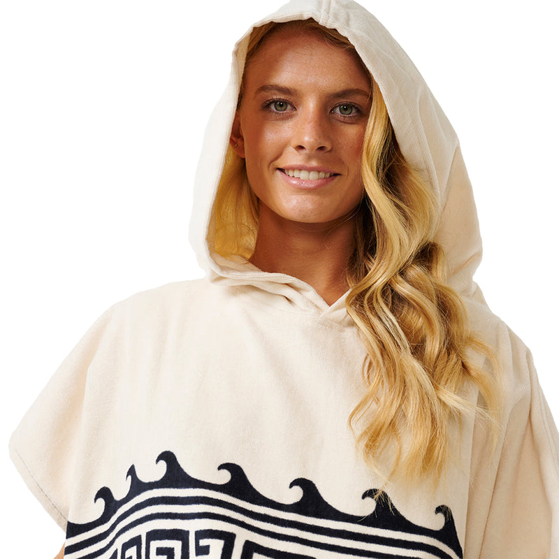 Load image into Gallery viewer, Rip Curl Women's Mixed Hooded Towel Changing Poncho - Black/Oatmeal 5