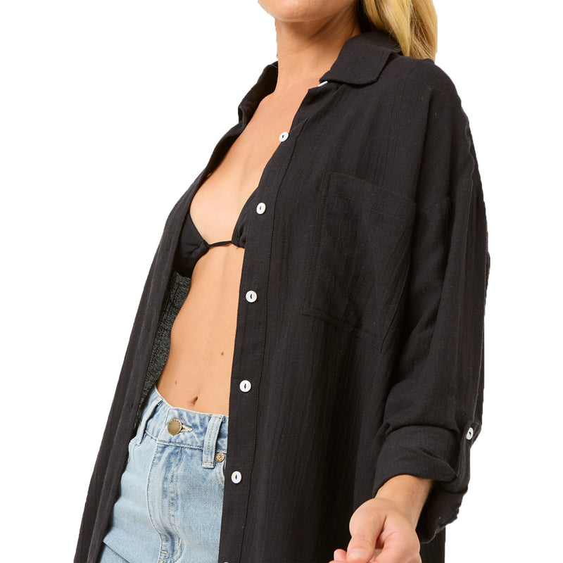 Load image into Gallery viewer, Rip Curl Women's Premium Long Sleeve Button-Up Linen Shirt 5