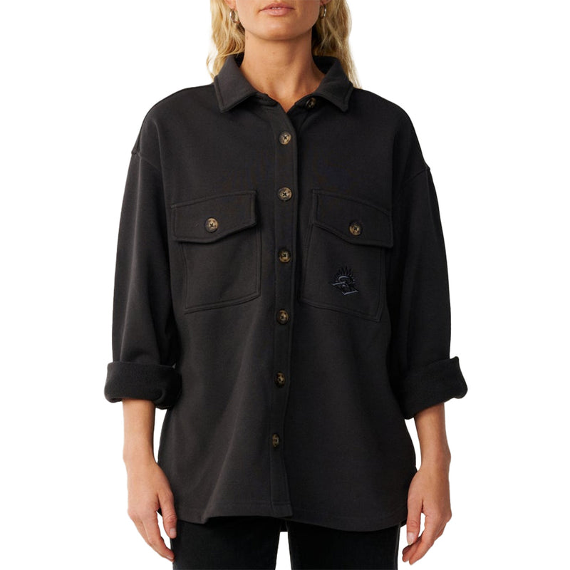 Load image into Gallery viewer, Rip Curl Women's Retro Swell Long Sleeve Button-Up Fleece Overshirt