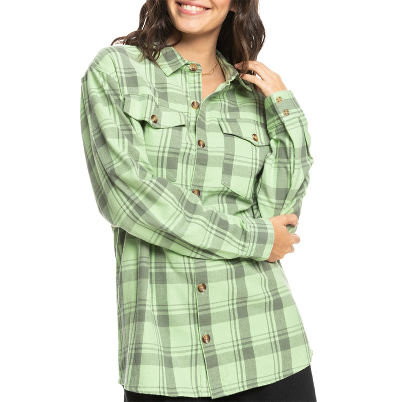 Load image into Gallery viewer, Roxy Women's Let It Go Long Sleeve Button-Up Flannel Shirt 14