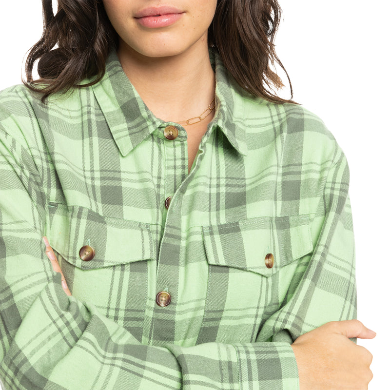 Load image into Gallery viewer, Roxy Women's Let It Go Long Sleeve Button-Up Flannel Shirt 21