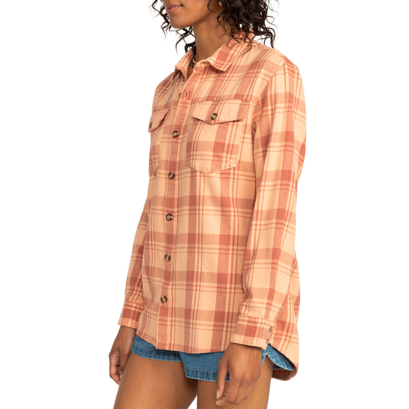 Load image into Gallery viewer, Roxy Women's Let It Go Long Sleeve Button-Up Flannel Shirt 4