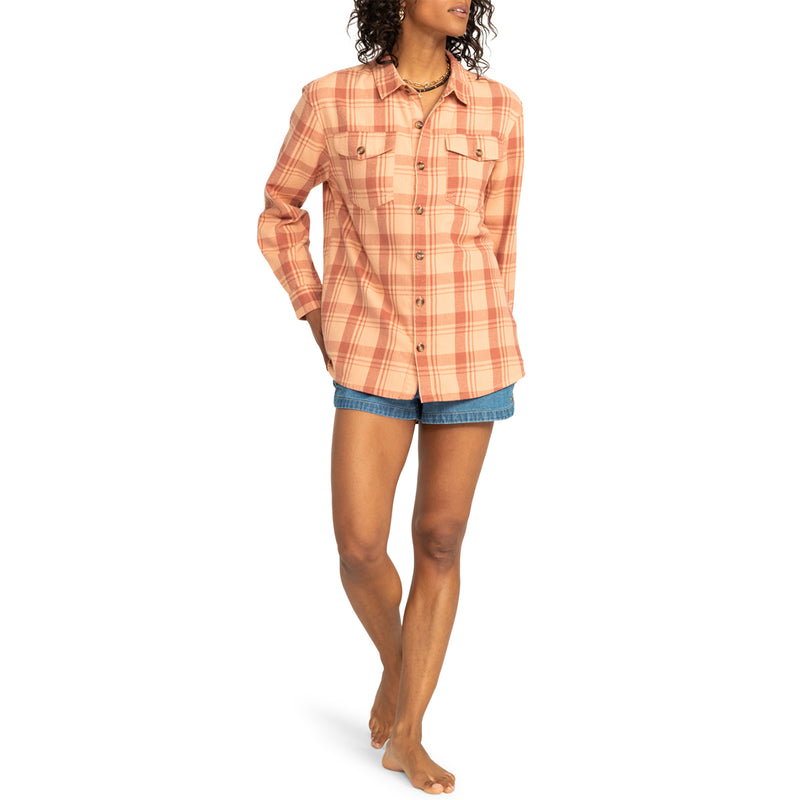 Load image into Gallery viewer, Roxy Women's Let It Go Long Sleeve Button-Up Flannel Shirt 6