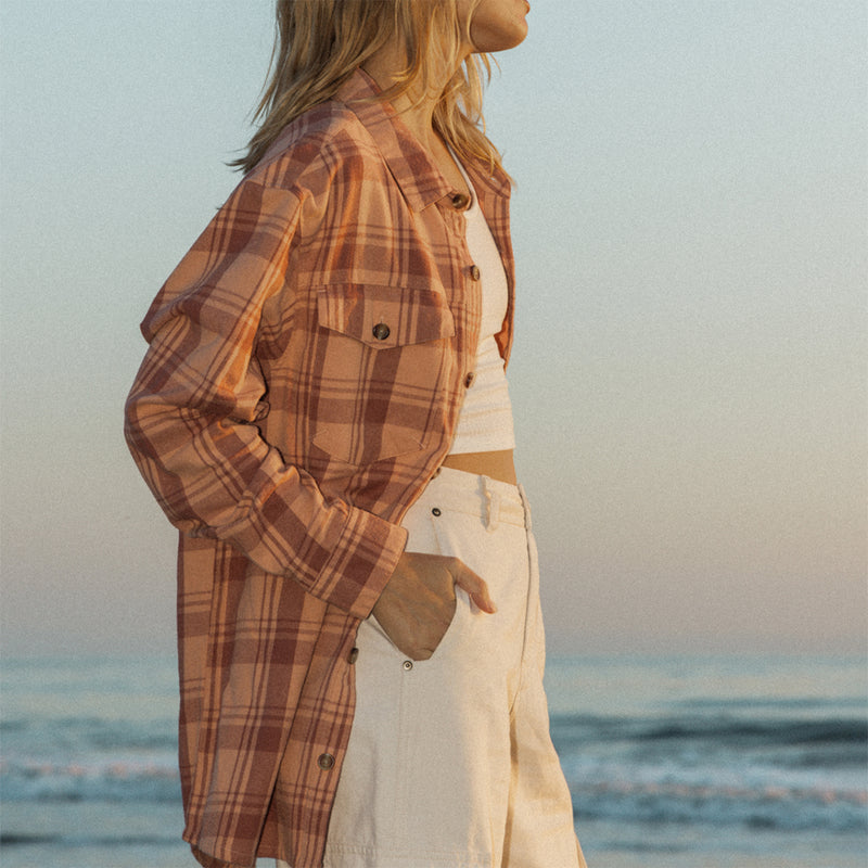 Load image into Gallery viewer, Roxy Women's Let It Go Long Sleeve Button-Up Flannel Shirt 9