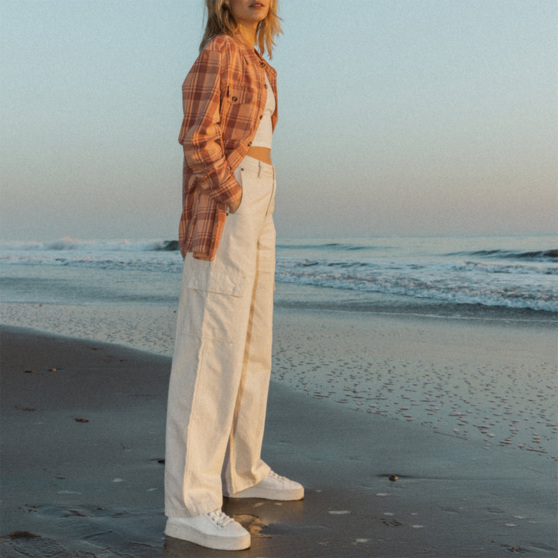 Load image into Gallery viewer, Roxy Women's Let It Go Long Sleeve Button-Up Flannel Shirt 10