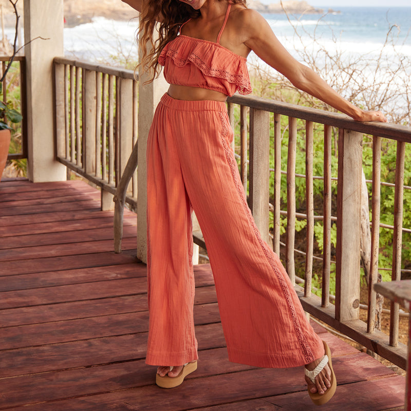 Load image into Gallery viewer, Roxy Women's Golden Tropic Wide Leg Beach Pants 7