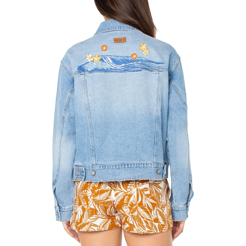 Load image into Gallery viewer, Roxy Women's Big Wave Embroidery Denim Jacket 2