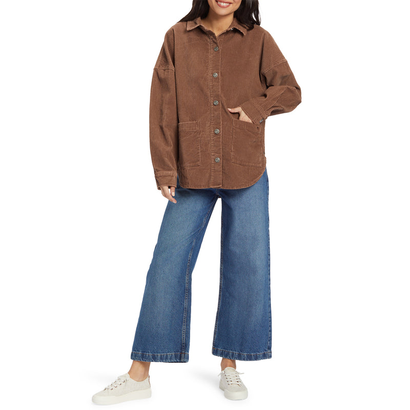 Load image into Gallery viewer, Roxy Women&#39;s Kick Back Washed Corduroy Long Sleeve Button-Up Shirt
