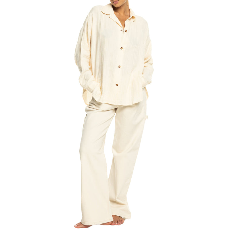 Load image into Gallery viewer, Roxy Women's Morning Time Long Sleeve Button-Up Shirt