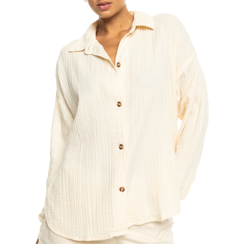 Load image into Gallery viewer, Roxy Women's Morning Time Long Sleeve Button-Up Shirt