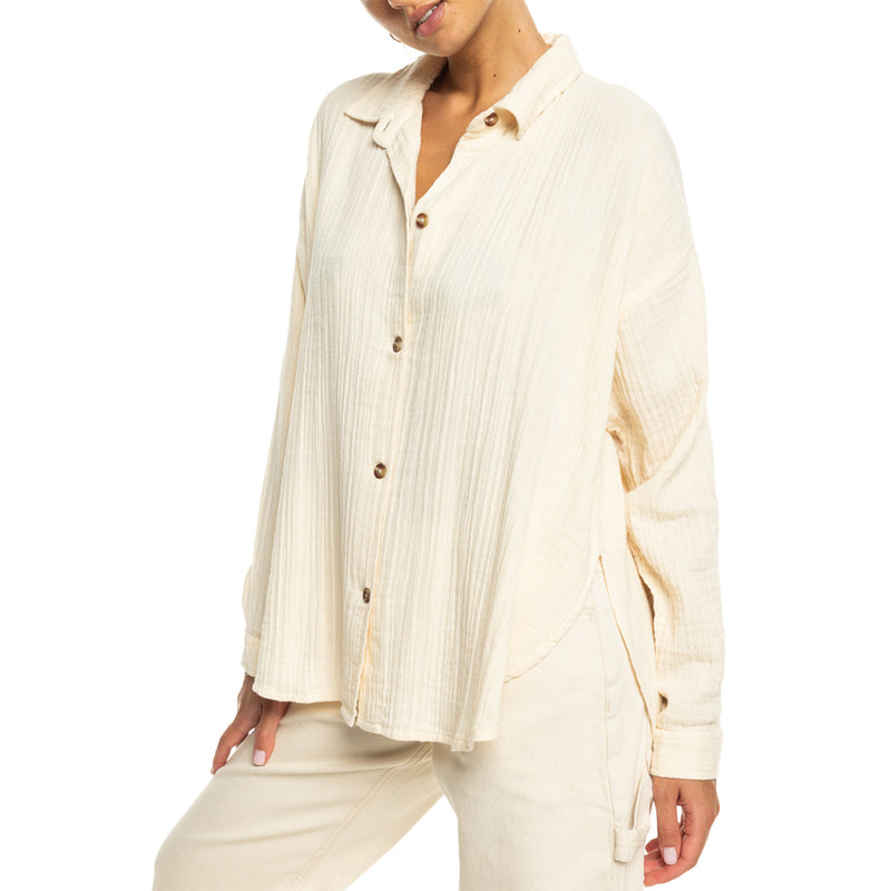 Load image into Gallery viewer, Roxy Women's Morning Time Long Sleeve Button-Up Shirt