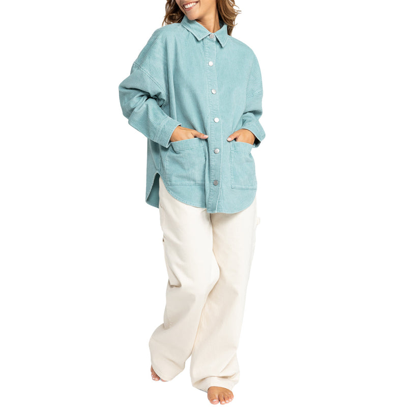 Load image into Gallery viewer, Roxy Women's Kick Back Washed Corduroy Long Sleeve Button-Up Shirt 4