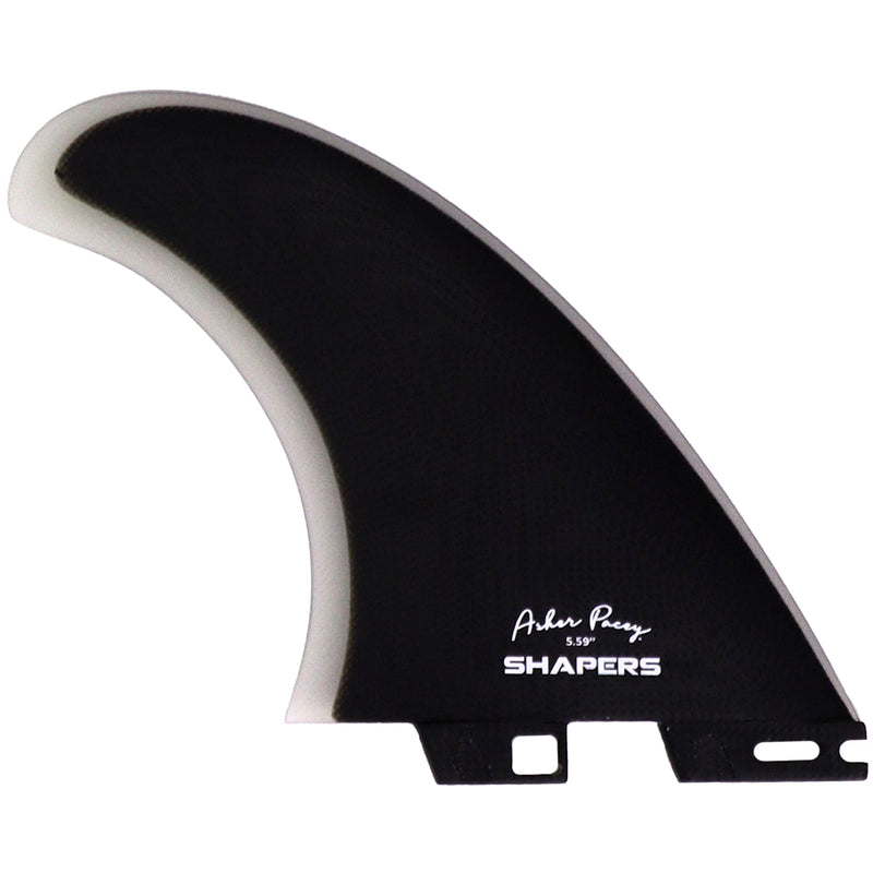 Load image into Gallery viewer, Shapers Asher Pacey FCS II Compatible Twin + 1 Fin Set - 5.59"