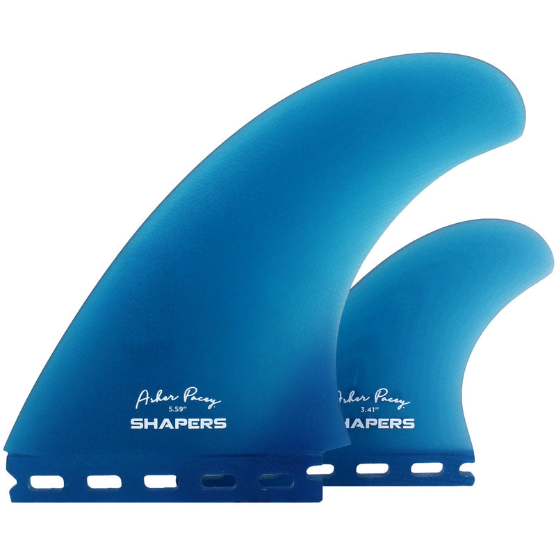 Load image into Gallery viewer, Shapers Asher Pacey Single Tab Twin + 1 Fin Set - 5.59" 1