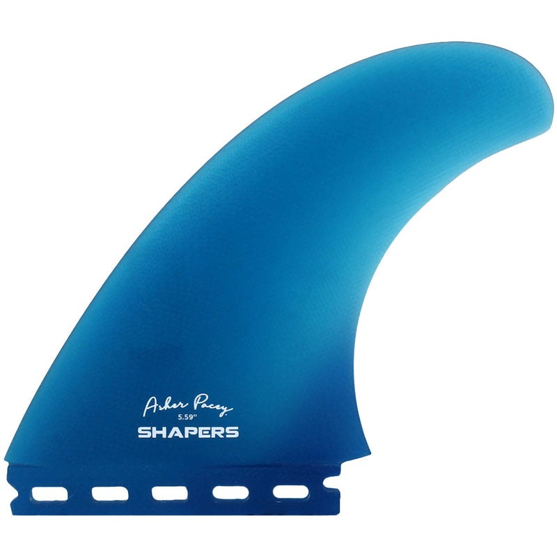 Load image into Gallery viewer, Shapers Asher Pacey Single Tab Twin + 1 Fin Set - 5.59" 3