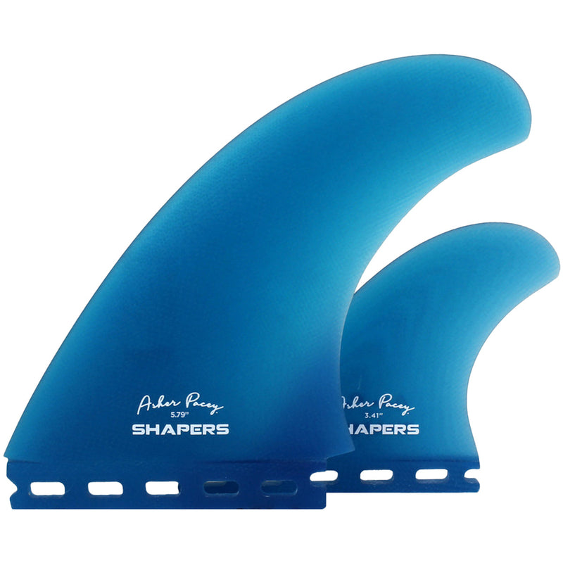 Load image into Gallery viewer, Shapers Asher Pacey Single Tab Twin + 1 Fin Set - 5.79" 1