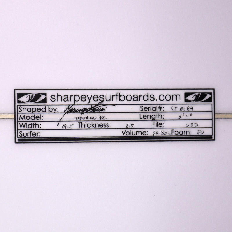 Load image into Gallery viewer, Sharp Eye Inferno 72 5'11 x 19 ½ x 2 ½ Surfboard