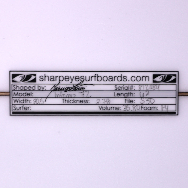 Load image into Gallery viewer, Sharp Eye Inferno 72 6'2 x 20 ½ x 2.78 Surfboard