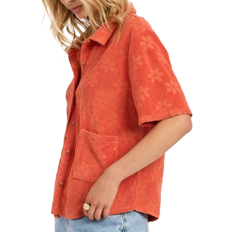 Load image into Gallery viewer, Sisstr Women's Love Struck Short Sleeve Button-Up Shirt 3