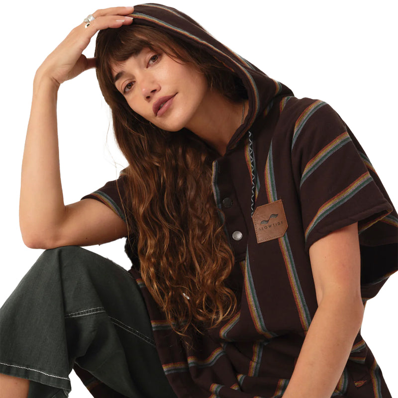 Load image into Gallery viewer, Slowtide Baja Stripe Fouta Hooded Changing Poncho