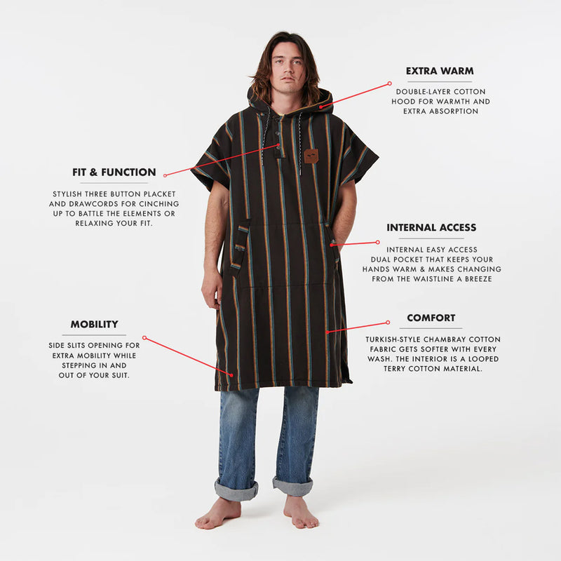 Load image into Gallery viewer, Slowtide Baja Stripe Fouta Hooded Changing Poncho