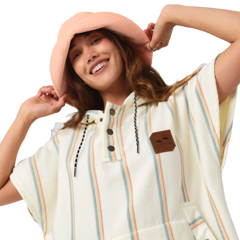 Load image into Gallery viewer, Slowtide Baja Stripe Fouta Hooded Changing Poncho