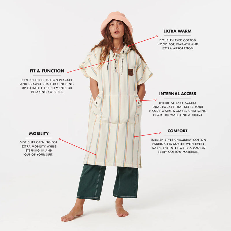 Load image into Gallery viewer, Slowtide Baja Stripe Fouta Hooded Changing Poncho