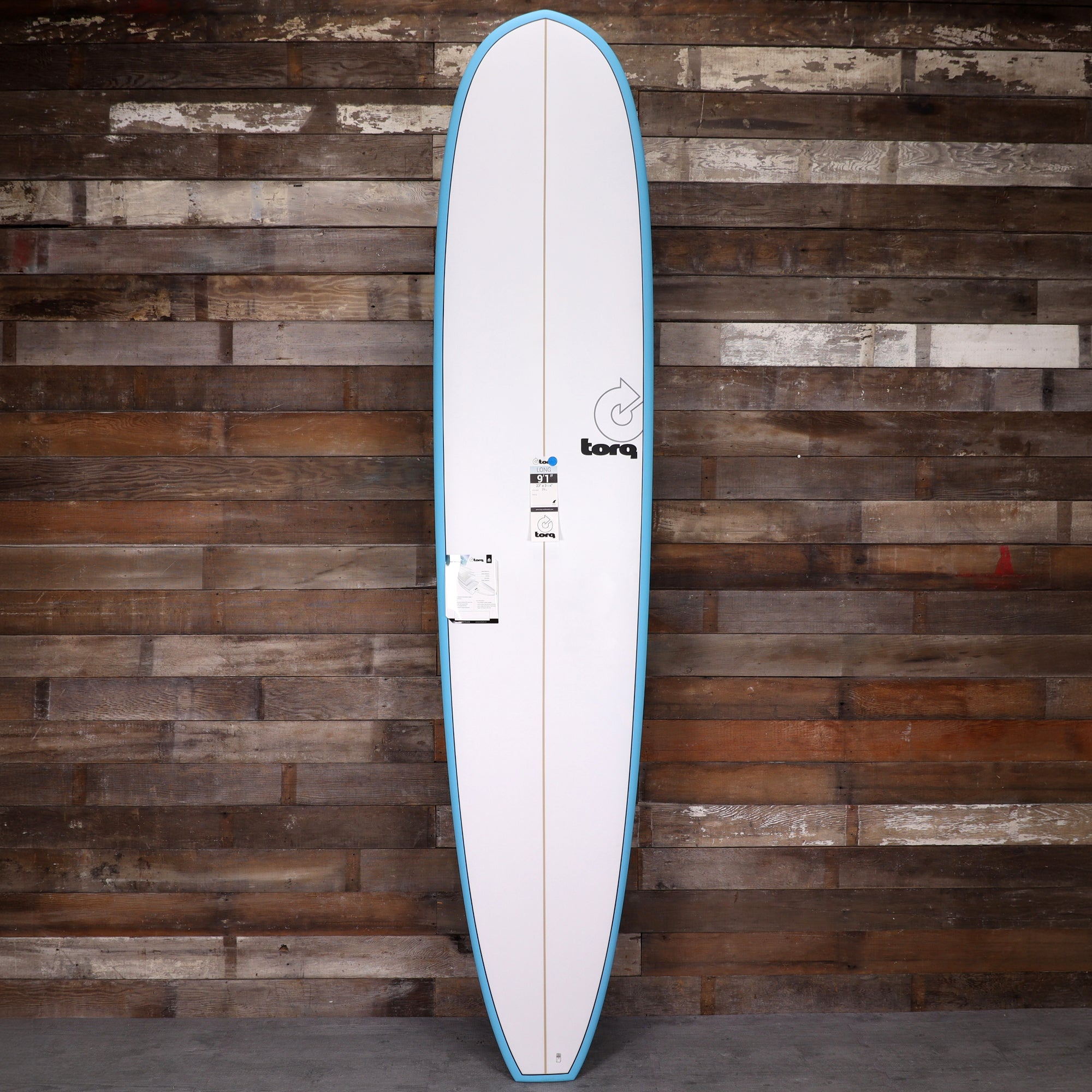 Torq Longboard TET 9'1 × 23 × 3 ⅛ Surfboard - Miami Blue Pinline