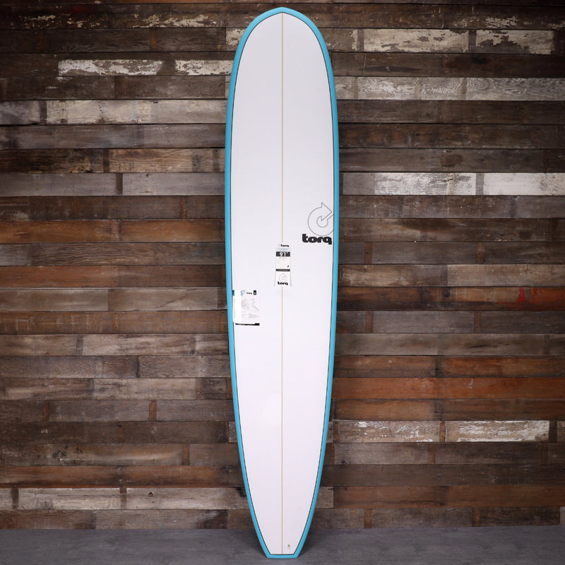 Load image into Gallery viewer, Torq Longboard TET 9'1 x 23 x 3 ⅛ Surfboard - Light Teal Blue Pinline