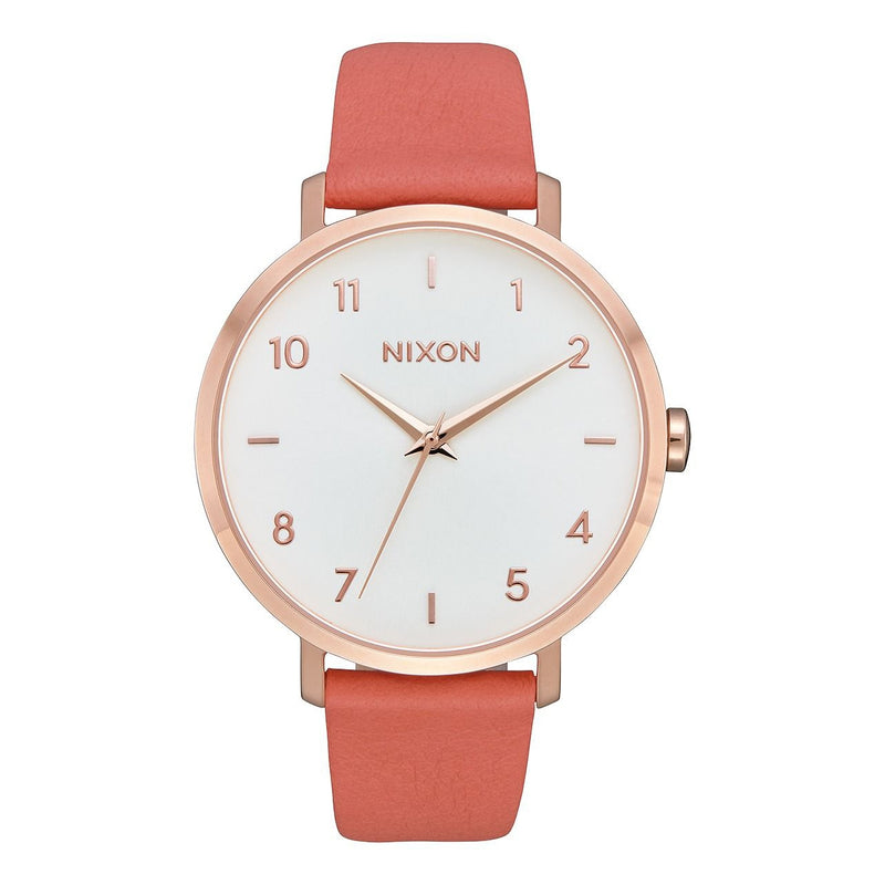 Load image into Gallery viewer, Nixon Women&#39;s Arrow Leather Watch - Rose Gold/Salmon

