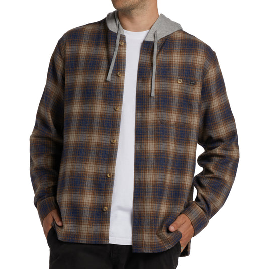 Billabong Baja Hooded Long Sleeve Button-Up Flannel Shirt