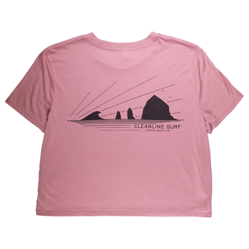 Load image into Gallery viewer, Cleanline Women's Haystack Rays Cropped Top - Mauve