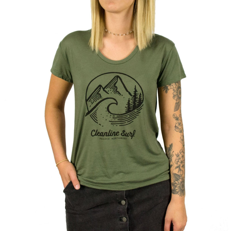 Load image into Gallery viewer, Cleanline Women&#39;s PNW Slouchy T-Shirt - Army Green
