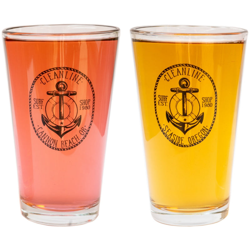 Load image into Gallery viewer, Cleanline Surf Anchor 16 oz. Pint Glass