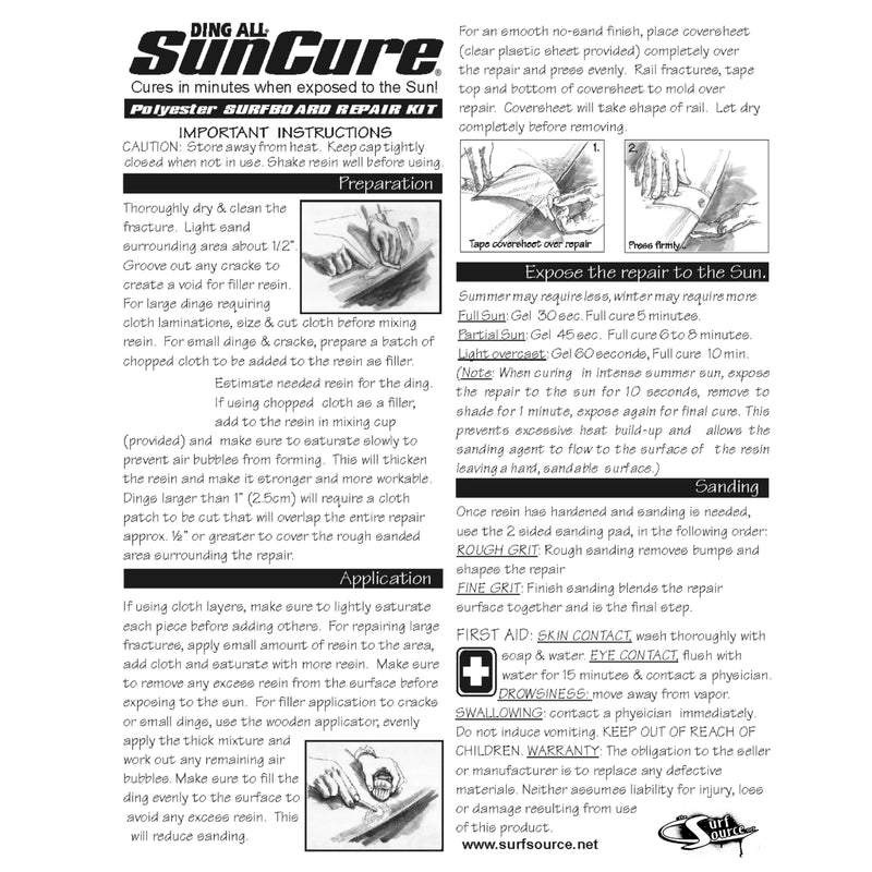 Load image into Gallery viewer, Ding All Sun Cure Polyester Fiberglass Repair Kit - 2oz.