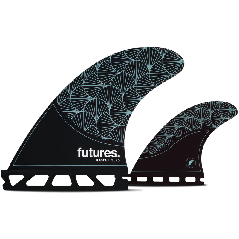 Load image into Gallery viewer, Futures Fins Rasta Honeycomb Quad Fin Set - Black/Teal
