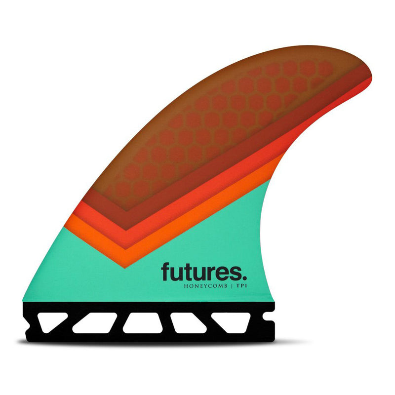 Load image into Gallery viewer, Futures Fins TP1 Large Honeycomb Tri Fin Set - Teal Orange
