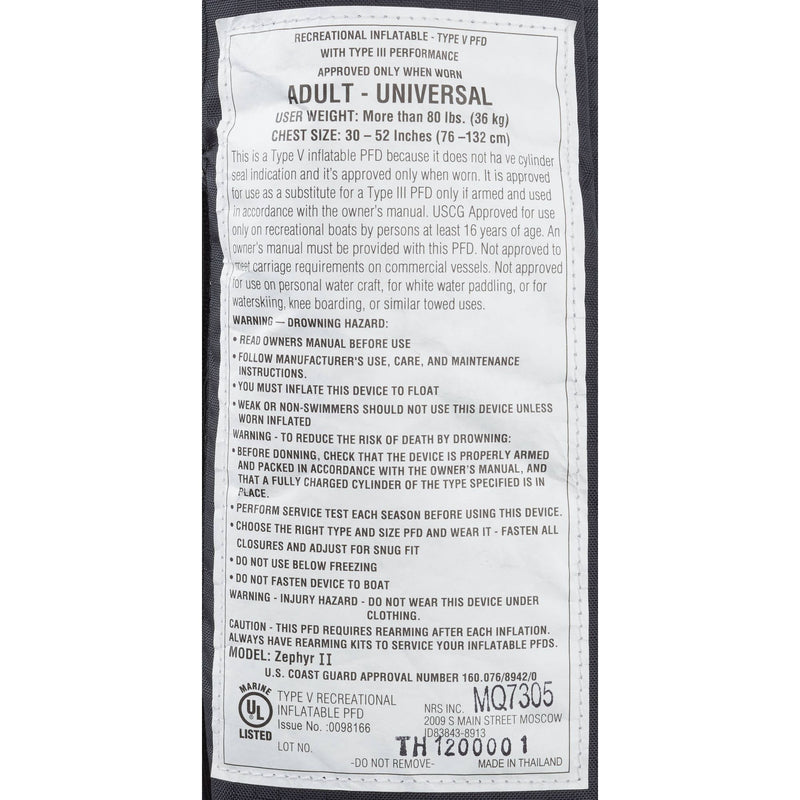 Load image into Gallery viewer, NRS Zephyr Inflatable PFD